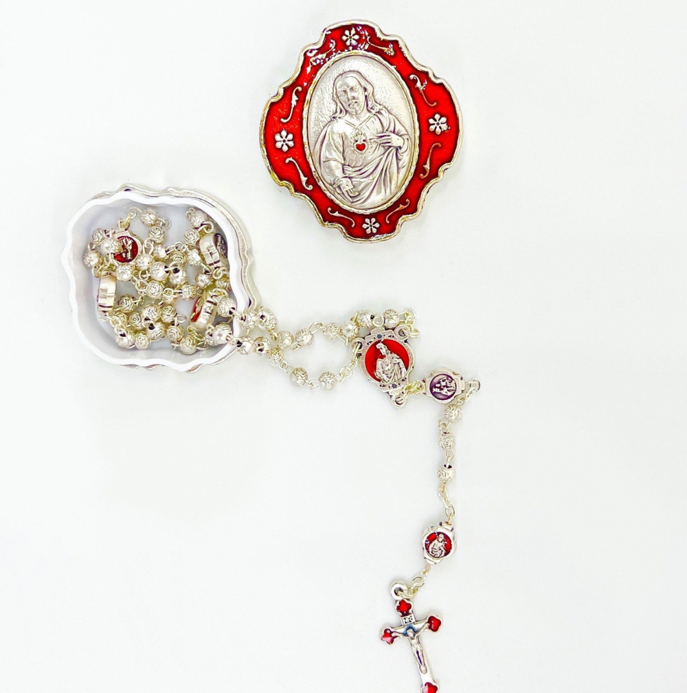 Sacred Heart Rosary Red